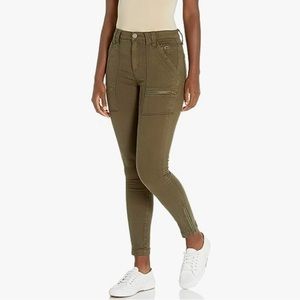 Olive Green Skinny Utility Pant with Zipper Pockets